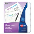 Office Jansan | Avery 16825 5-Tab 11.13 in. x 9.25 in. Write and Erase Durable Plastic Dividers with Straight Pocket - White (1-Set) image number 0