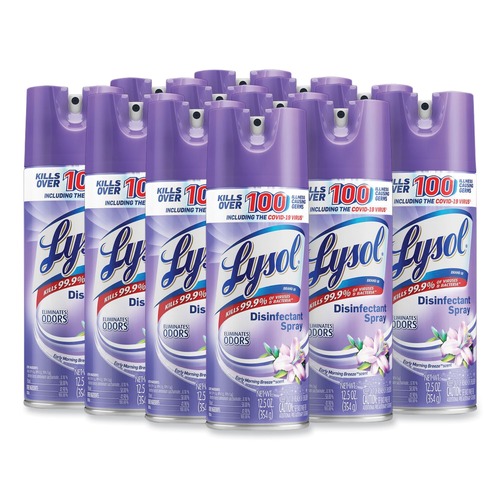 Cleaning & Janitorial Supplies | LYSOL Brand 19200-80833 12.5 oz. Aerosol Spray Disinfectant Spray - Early Morning Breeze (12/Carton) image number 0