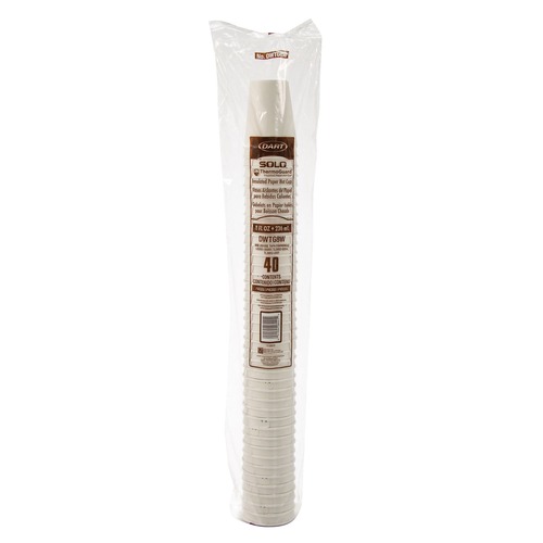Cups and Lids | Dart DWTG8W Thermoguard 8 oz. Insulated Paper Hot Cups - White Sustainable Forest Design (40/Pack) image number 0