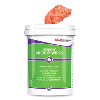 SC Johnson 1-Ply 7.92 in. x 5.74 in. Cherry Scent Kresto Cherry Wipes Cloth - Red/White (6/Carton)