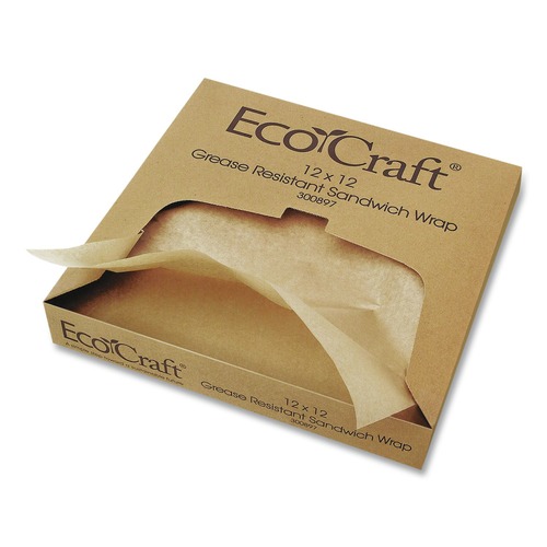 Bulk Savings Pricing 2 | Bagcraft 300897 EcoCraft 12 x 12 Grease-Resistant Paper Wraps and Liners - Natural (5000/Carton) image number 0