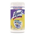 Hand Wipes | LYSOL Brand 19200-81700 7 in. x 7.5 in. 1-Ply Dual Action Disinfecting Wipes - Citrus, White/Purple (6 Canisters/Carton) image number 1