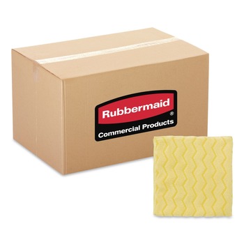 Rubbermaid Commercial FGQ61000YL00 16 in. x 16 in. Microfiber Reusable Cleaning Cloths - Yellow (12/Carton)