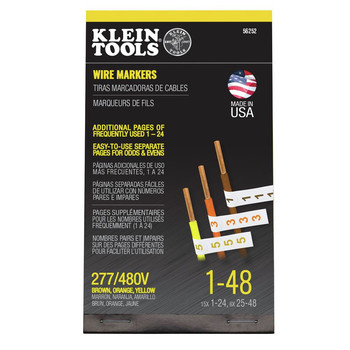 CONDUIT TOOL ACCCESSORIES | Klein Tools 56252 277/480V 3 Phase 1 - 48 Wire Marker Book