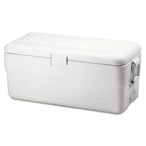 Save an extra 10% off this item! | Rubbermaid FG198200TRWHT 102 Quart Marine Series Ice Chest (White) image number 0