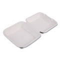 Food Trays, Containers, and Lids | Eco-Products EP-HC81NFA Vanguard 8 in. x 8 in. x 3 in. 1-Compartment Renewable and Compostable Sugarcane Clamshells - White (200/Carton) image number 2