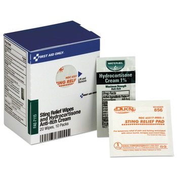 First Aid Only 10-Hydrocortisone Packs 20-Sting Relief Wipes Refill for SmartCompliance Cabinet