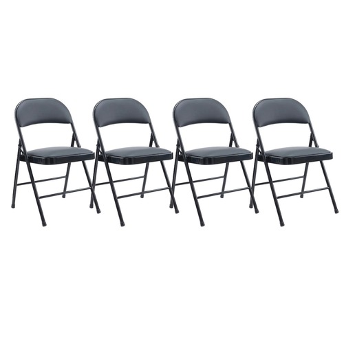 Office Chairs | Alera ALECA9416 PU Padded Folding Chair Supports Up to 250 lbs. - Black (4/Carton) image number 0
