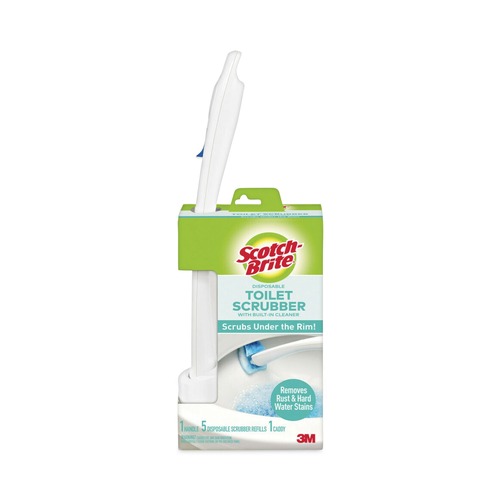Scotch-Brite Toilet Scrubber Starter Kit (1 Handle and 5 Scrubbers) - White/Blue