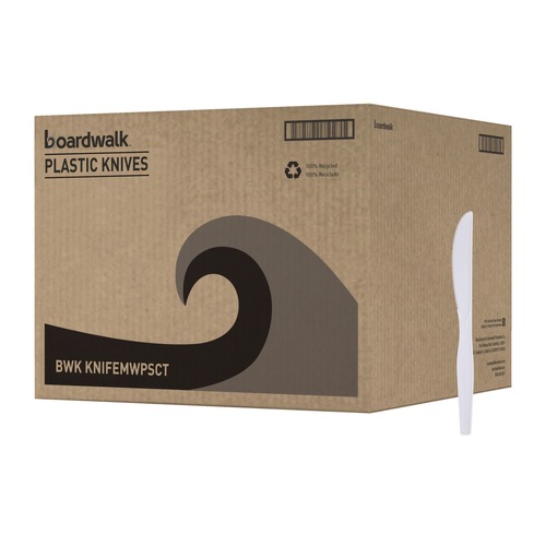 Cutlery | Boardwalk BWK KNIFEMWPS Mediumweight Polystyrene Cutlery Knife - White (1000/Carton) image number 0