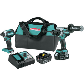 Makita 18V LXT Brushless Lithium-Ion 1/2 in. Cordless Hammer Drill Driver and Impact Driver Combo Kit with 2 Batteries (5 Ah)