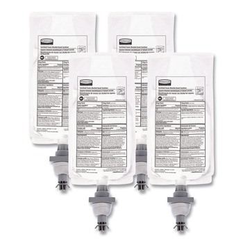 Rubbermaid Commercial 4/Carton 1000mL AutoFoam Refill With Alcohol Foam Hand Sanitizer - Clear