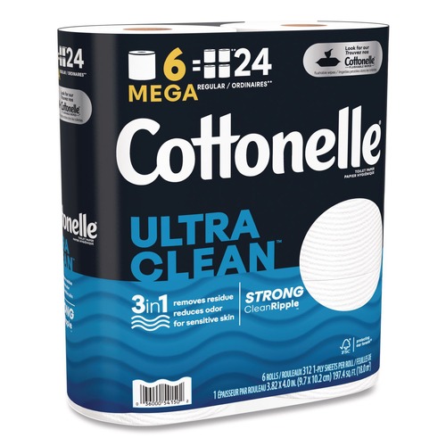 Cleaning Cloths | Cottonelle 55699 Ultra CleanCare 1-Ply Septic Safe Mega Rolls Strong Tissue Toilet Paper - White (36/Carton) image number 0