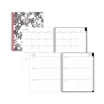 Blue Sky 11 in. x 8.5 in. 12-Month (Jul 2025-Jun 2026) Analeis Create-Your-Own Cover Weekly/Monthly Planner - White/Black/Coral