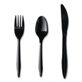 Food Service | Boardwalk BWK3KITBLPP 3-Piece Mediumweight Plastic Fork/Knife/Spoon Polypropylene Cutlery Kit - Black (250/Carton) image number 1