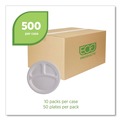Bowls and Plates | Eco-Products EP-P007NFA Vanguard 10 in. diameter 3-Compartment Renewable and Compostable Sugarcane Plates - White (500/Carton) image number 2