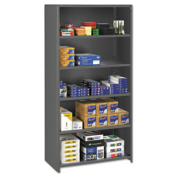 Tennsco 36 in. x 24 in. x 75 in. 6-Shelf Closed Commercial Steel Shelving - Medium Gray
