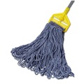 Mops | Rubbermaid Commercial FGE23800BL00 24 oz. Universal Headband Cotton/Synthetic Mop Head - Blue (12/Carton) image number 2
