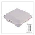 Food Trays, Containers, and Lids | Eco-Products EP-HC81NFA Vanguard 8 in. x 8 in. x 3 in. 1-Compartment Renewable and Compostable Sugarcane Clamshells - White (200/Carton) image number 5