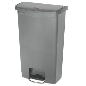 Rubbermaid Commercial 1883602 Slim Jim 13-Gallon Front Step Style Resin Step-On Container - Gray