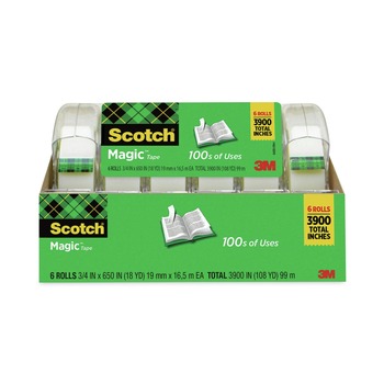 Scotch 0.75 in. x 54.17 ft. 1 in. Core Magic Tape in Handheld Dispenser - Clear (6/Pack)