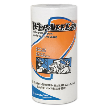 WypAll L40 Small Roll 10.4 in. x 11 in. Towels - White (70/Roll, 24 Rolls/Carton)
