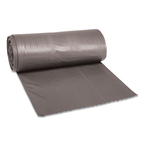 Trash Bags | Boardwalk H6639SGKR01 33gal 1.1mil 33 x 39 Low-Density Can Liners - Gray (25 Bags/Roll, 4 Rolls/CT) image number 0