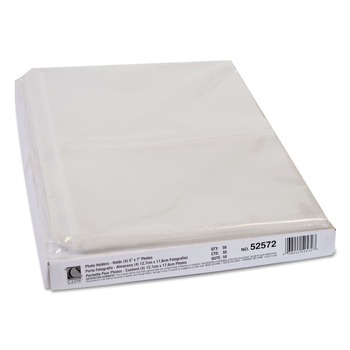C-Line 52572 3-Hole Punched Clear Photo Pages for (4) 5 in. x 7 in. Photos (50/Box)