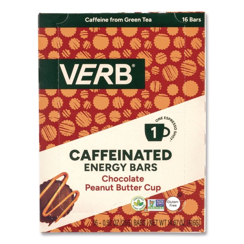 Snacks | VERB Energy 00850043221371 0.92 oz. Bar Caffeinated Energy Bar - Chocolate Peanut Butter Cup (16/Box) image number 0