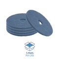 Cleaning & Janitorial Accessories | Boardwalk BWK4013BLU 13 in. Diameter Scrubbing Floor Pads - Blue (5/Carton) image number 3