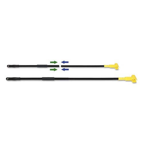 Mops | Boardwalk BWKFF610 2-Piece 1.5 in. Diameter x 59 in. Length Metal Handle with Plastic Jaw Head - Black/Yellow (1/Carton) image number 0