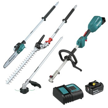 Makita 18V LXT Brushless Lithium-Ion Cordless Power Head Kit with String Trimmer/Pole Saw/Articulating Hedge Trimmer Couple Shaft Attachments (4 Ah)