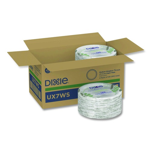 Office Jansan | Dixie UX7WS Pathways Soak-Proof Shield WiseSize 6.88 in. Paper Plates - Green/Burgundy (500/Carton) image number 0