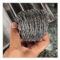Cleaning Cloths | Boardwalk BWKSCRUBBER 3.93 in. x 1.96 in. Stainless Steel Scrubber - Silver (72/Carton) image number 2