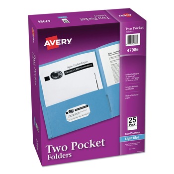 Avery 40 Sheet Capacity 11 in. x 8.5 in. Two-Pocket Folder - Light Blue (25/Box)
