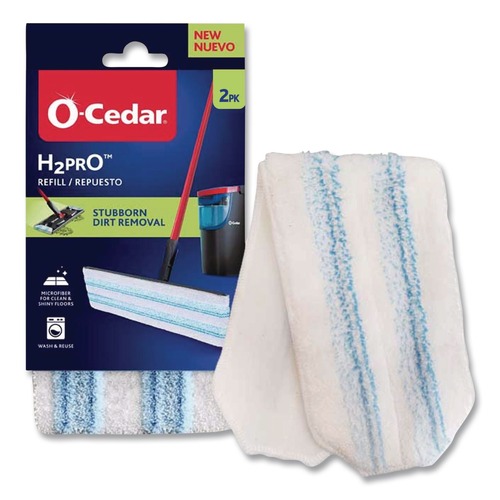 Cleaning & Janitorial Supplies | O-Cedar 175782 H2prO 9.25 in. x 4.38 in. Flat Mop Head Replacement - Blue/White (2/Pack) image number 0