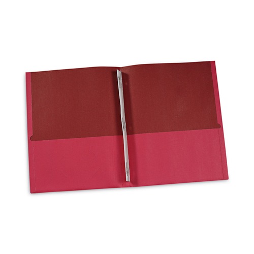 Mothers Day Sale! Save an Extra 10% off your order | Universal UNV57118 11 in. x 8.5 in. 0.5 in. Capacity 2-Pocket Portfolios with Tang Fasteners - Red (25/Box) image number 0
