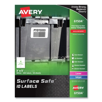 Avery Surface Safe 3 in. x 5 in. ID Labels - White (200/Box)
