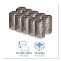 Trash Bags | Boardwalk H4832RKKR01 16 Gallon 0.35 mil 24 in. x 32 in. Perforated Roll Low-Density Waste Can Liners - Black (50 Bags/Roll, 10 Rolls/Carton) image number 3