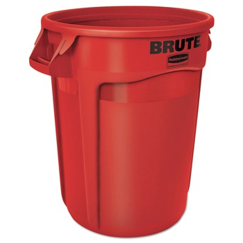 Rubbermaid Commercial 32 gal. Plastic Vented Round Brute Container - Red