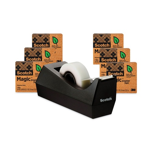 Office Jansan | Scotch 812-6PC38 0.75 in. x 75 ft. 1 in. Core Magic Greener Tape with C38 Dispenser - Clear (6/Pack) image number 0