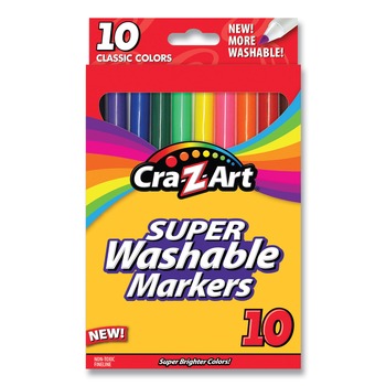 Cra-Z-Art Super Washable Fine Bullet Tip Markers - Assorted Colors (10/Set)