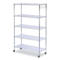 Office Jansan | Alera SW654818SR 48 in. x 18 in. x 72 in. 5-Shelf Wire Shelving Kit with Casters and Shelf Liners - Silver image number 0