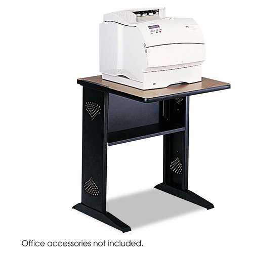 Office Carts & Stands | Safco 1934 23.5 in. x 28 in. x 30 in. Fax/Printer Stand with Reversible Top - Medium Oak/Black image number 0