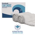 Trash Bags | Boardwalk BWK1DK100 13 Gallon 0.8 mil. Drawstring Kitchen Bags - White (50 Bags/Roll, 2 Rolls/Carton) image number 7