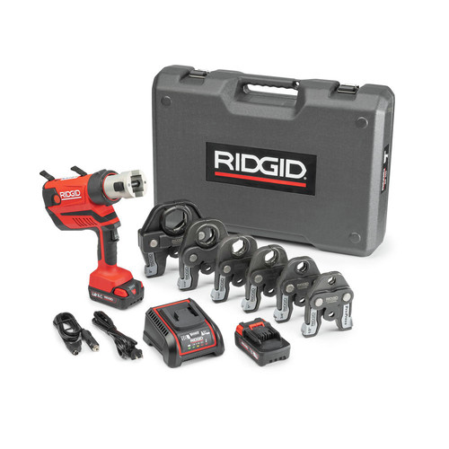 Press Tools | Ridgid 67053 18V Brushless Lithium-Ion Cordless Press Tool Kit with 1/2 in. - 2 in. ProPress Jaw Set (2.5 Ah) image number 0
