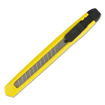BOX CUTTERS AND UTILITY KNIVES | Boardwalk BWKUKNIFE75 Straight-Edged Snap-Off Blade Retractable Knife - Yellow