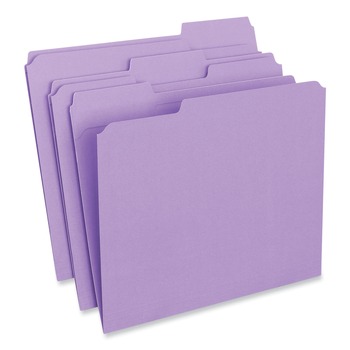 Universal UNV16165 Reinforced 1/3-Cut Assorted Top-Tab File Folders - Letter Size, Violet (100/Box)