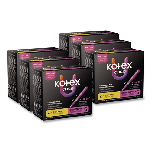 Cleaning & Janitorial Supplies | Kimberly-Clark 53445 U by Kotex Regular Click Compact Tampons (8 Packs/Carton) image number 0