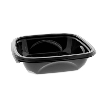 Pactiv Corp. EarthChoice 24 oz. Square Recycled Plastic Bowls - Black (300/Carton)